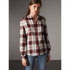 Burberry Burberry Check Cotton Flannel Military Shirt, Size: 04, Red