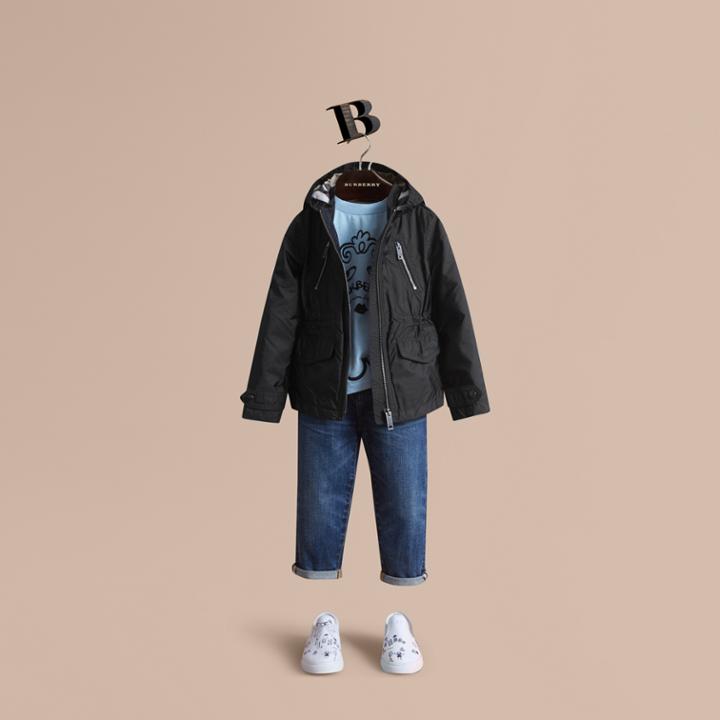 Burberry Burberry Hooded Packaway Technical Jacket, Size: 14y, Black