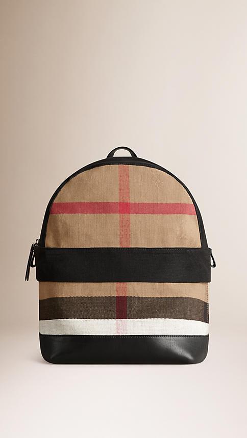 Burberry Canvas Check And Leather Backpack
