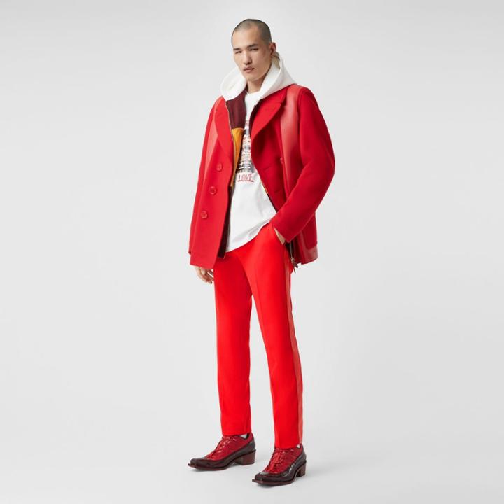 Burberry Burberry Lambskin Side Stripe Wool Tailored Trousers, Size: 52