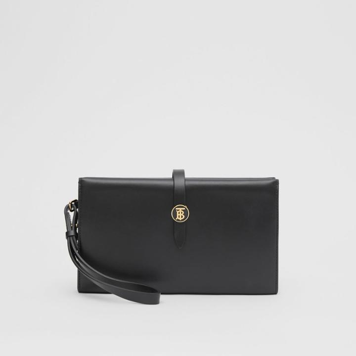 Burberry Burberry Large Monogram Motif Leather Folding Wallet, Black
