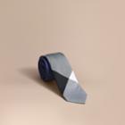 Burberry Burberry Slim Cut Check Silk Cotton Tie, Blue
