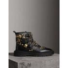 Burberry Burberry Studded Leather Brogue Ankle Boots, Size: 38.5, Black