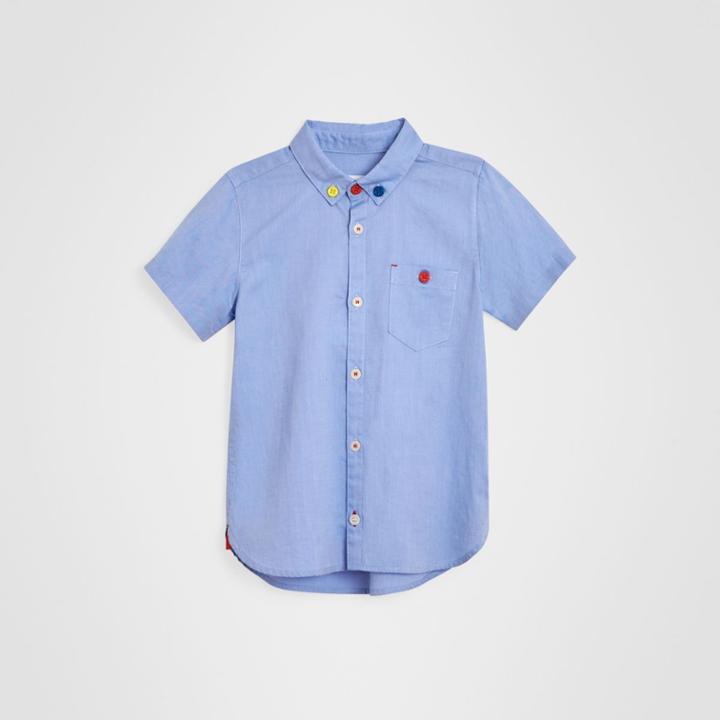 Burberry Burberry Childrens Short-sleeve Button-down Collar Cotton Oxford Shirt, Size: 14y, Blue