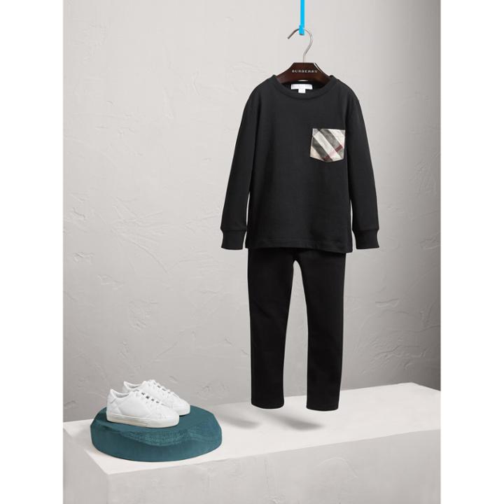 Burberry Burberry Long-sleeve Check Pocket Cotton T-shirt, Size: 14y, Black