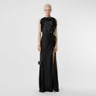 Burberry Burberry Tie Detail Stretch Jersey Gown, Size: 12, Black