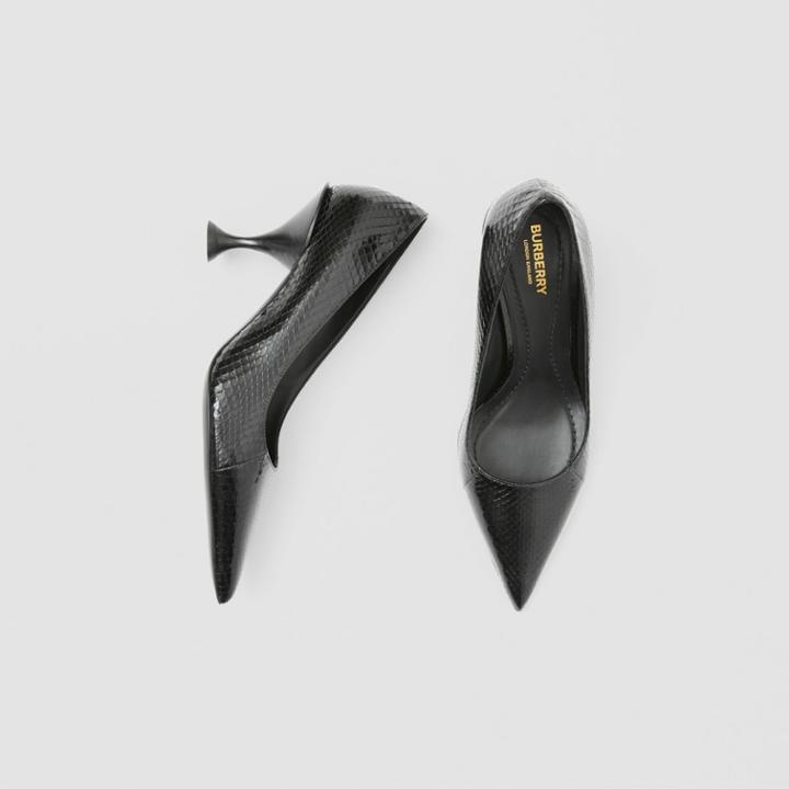 Burberry Burberry Snakeskin Point-toe Pumps, Size: 35, Black