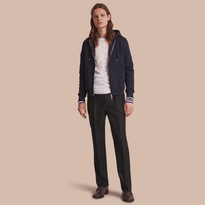 Burberry Burberry Lace Appliqu Jersey Hooded Top, Size: Xs, Blue