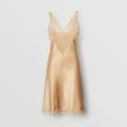 Burberry Burberry Lace Detail Silk Slip Dress, Size: 00, Yellow