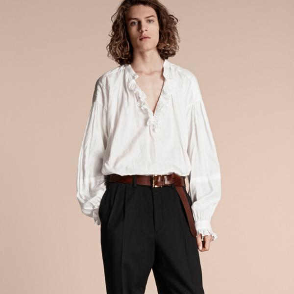Burberry Ruffle-trimmed Cotton Voile Tunic Shirt
