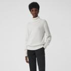 Burberry Burberry Embroidered Crest Cashmere Roll-neck Sweater, White