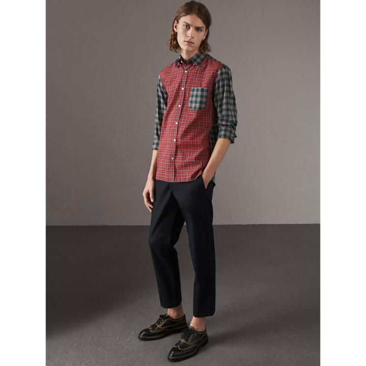 Burberry Burberry Tartan Cotton Oxford Shirt, Size: M
