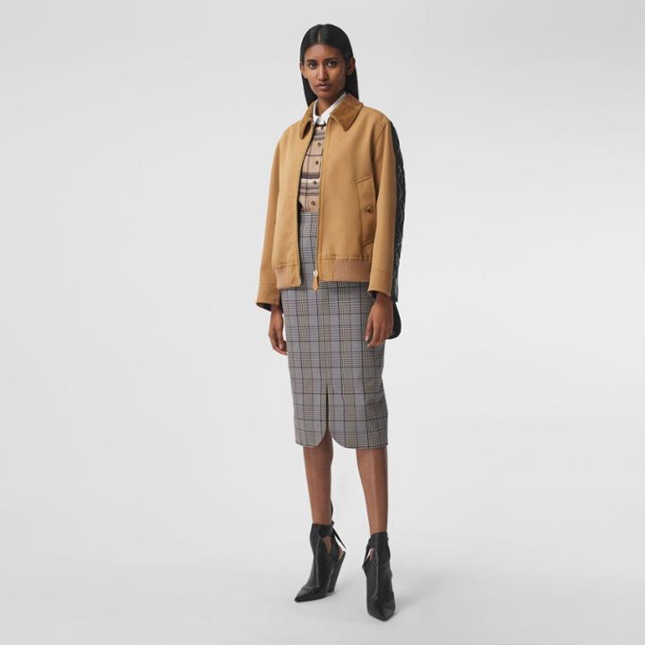 Burberry Burberry Technical Wool Reconstructed Harrington Jacket, Size: 04, Brown