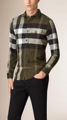 Burberry Exploded Check Cotton Flannel Shirt
