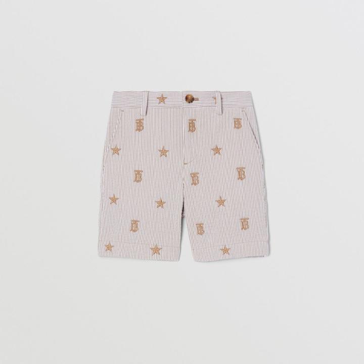 Burberry Burberry Childrens Star And Monogram Motif Seersucker Tailored Shorts, Size: 10y
