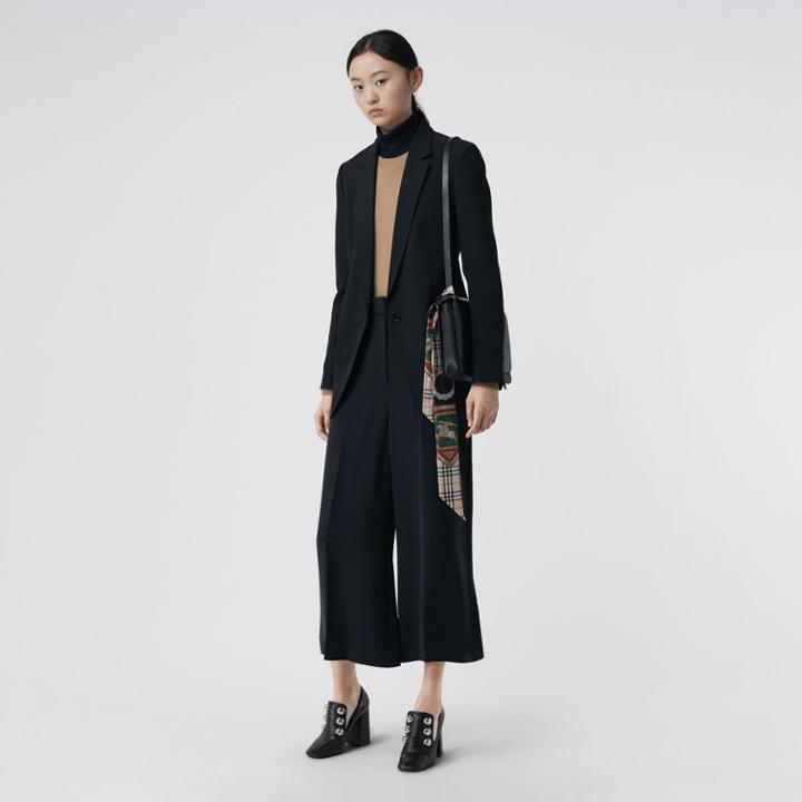 Burberry Burberry Silk Wool Tailored Culottes, Size: 06, Black