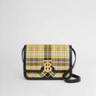 Burberry Burberry Small Tartan Cotton And Leather Tb Bag