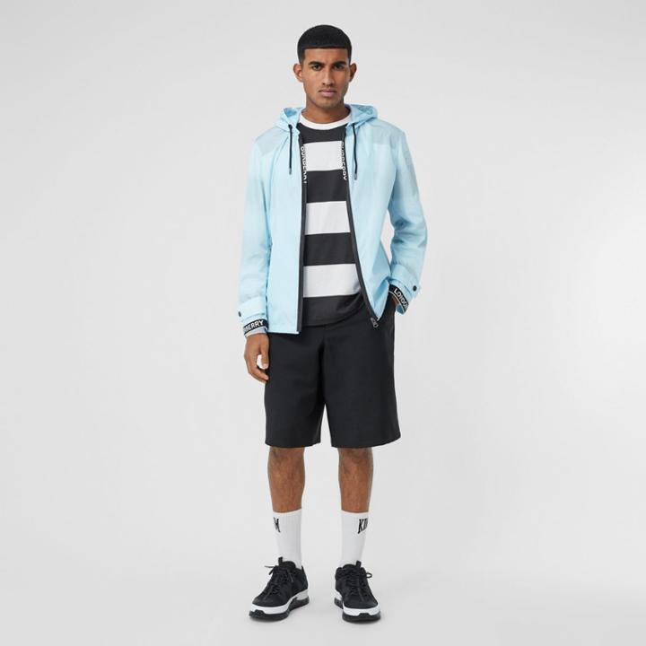 Burberry Burberry Logo Tape Econyl Hooded Jacket, Blue