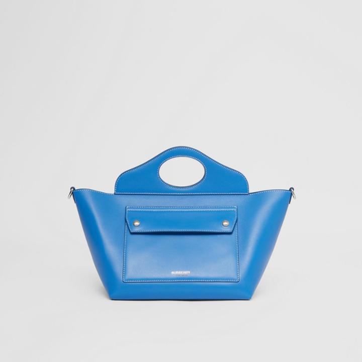 Burberry Burberry Mini Leather Soft Pocket Tote, Blue
