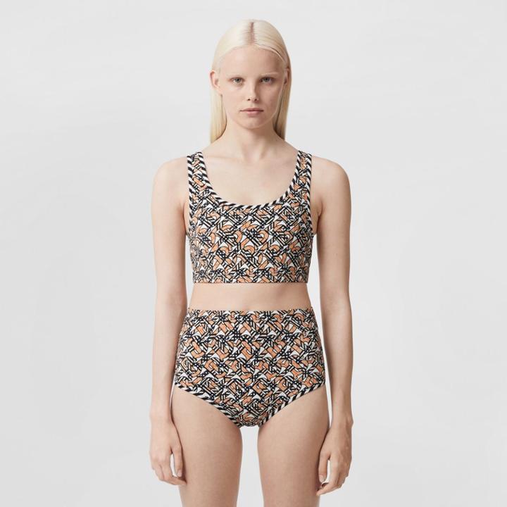 Burberry Burberry Monogram Print Stretch Nylon Bikini