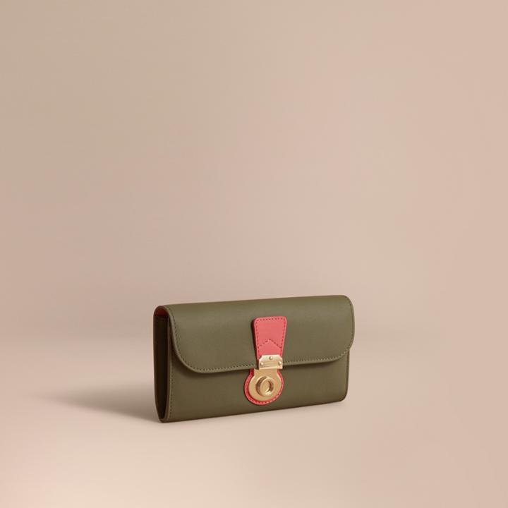 Burberry Burberry Two-tone Trench Leather Continental Wallet, Green