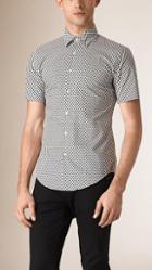 Burberry Slim Fit Geometric Print Cotton Shirt