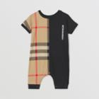Burberry Burberry Childrens Check Panel Cotton Playsuit, Size: 12m