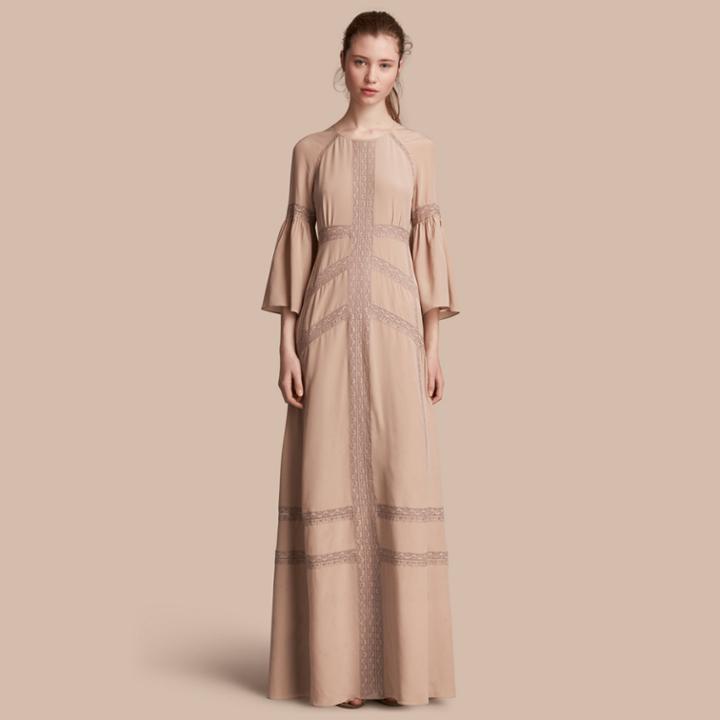 Burberry Burberry Floral Lace And Silk Dress, Size: 10, Purple