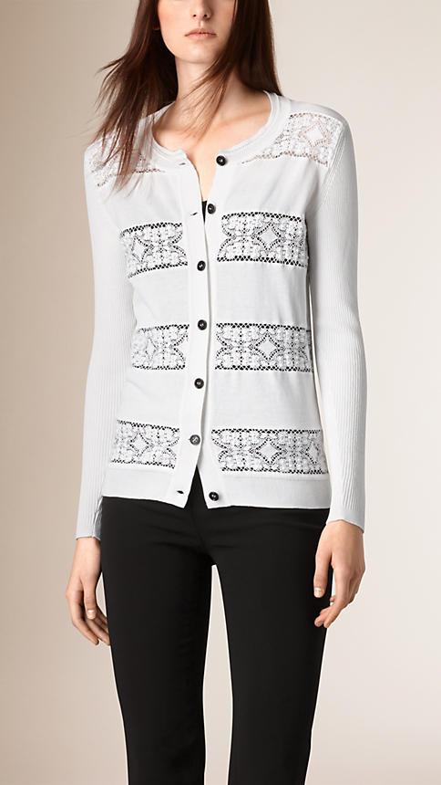 Burberry English Lace Detail Cotton Cardigan