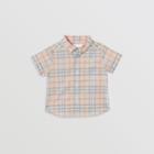 Burberry Burberry Childrens Button-down Collar Short-sleeve Check Cotton Shirt, Size: 3m, Beige