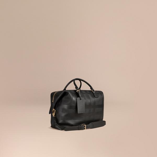 Burberry Check Embossed Leather Holdall