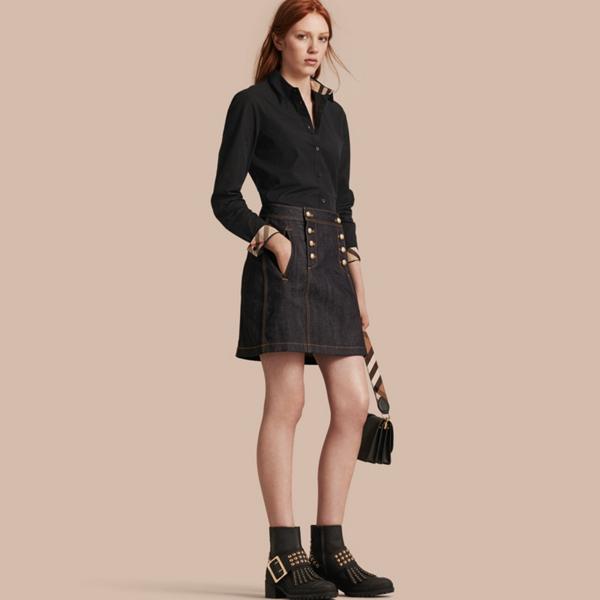 Burberry Check Detail Stretch-cotton Shirt