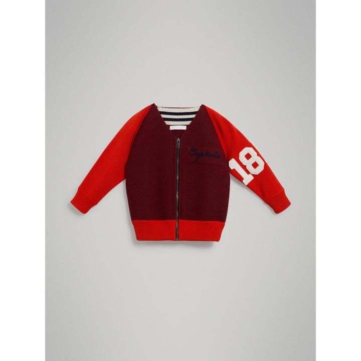 Burberry Burberry Merino Wool And Cotton Baseball Jacket, Size: 4y