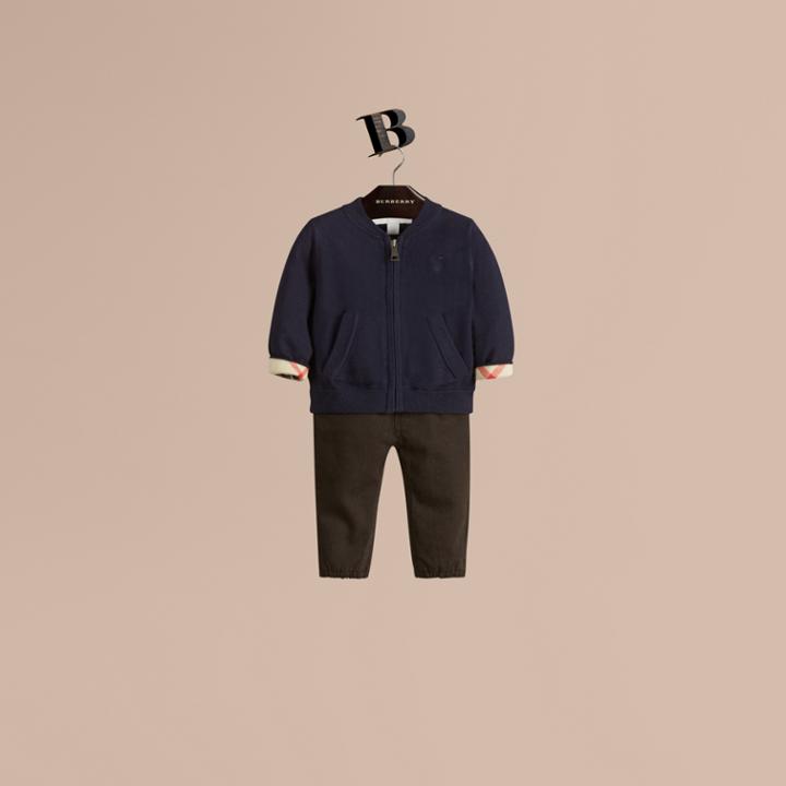 Burberry Burberry Check Detail Cotton Cardigan, Size: 18m, Blue