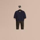 Burberry Burberry Check Detail Cotton Cardigan, Size: 18m, Blue
