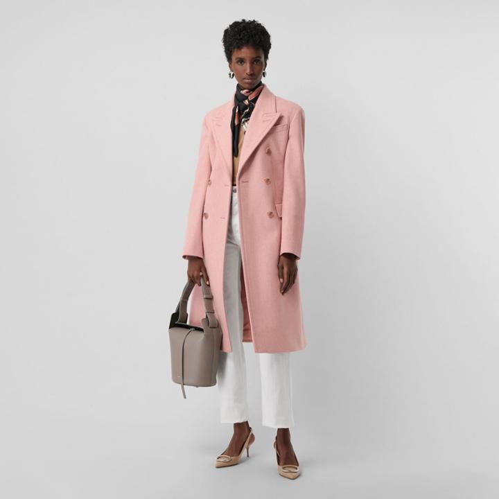 Burberry Burberry Double-breasted Wool Tailored Coat, Size: 00, Pink
