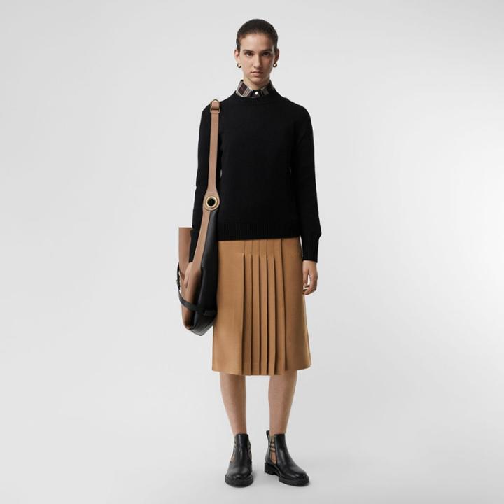 Burberry Burberry Embroidered Crest Cashmere Sweater, Black