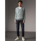 Burberry Burberry Cable And Rib Knit Cashmere V-neck Sweater, Blue