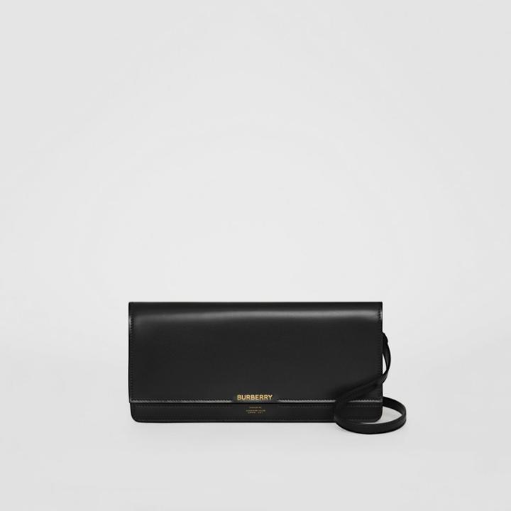 Burberry Burberry Horseferry Print Leather Bag With Detachable Strap, Black