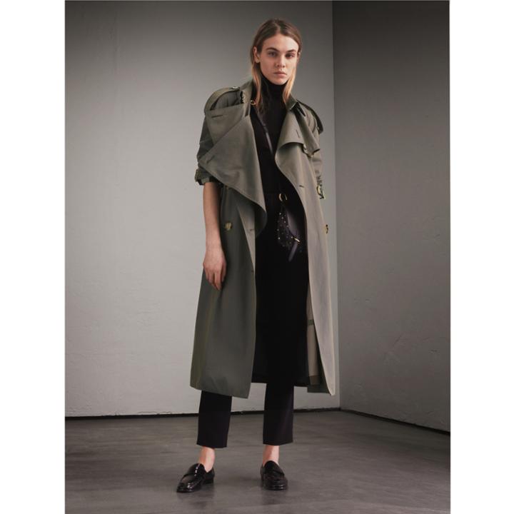 Burberry Burberry Tropical Gabardine Trench Coat, Size: 06, Blue
