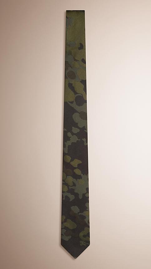 Burberry Slim Cut Camouflage Wool And Silk Tie