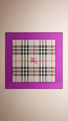 Burberry Contrast Border Horseferry Check Silk Square -medium