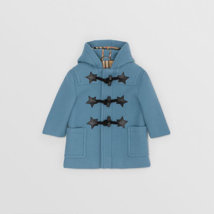 Burberry Burberry Childrens Faux Leather Star Detail Wool Blend Duffle Coat, Size: 2y, Blue