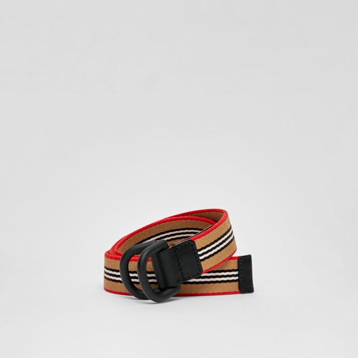 Burberry Burberry Childrens Icon Stripe Cotton D-ring Belt, Size: 70, Beige