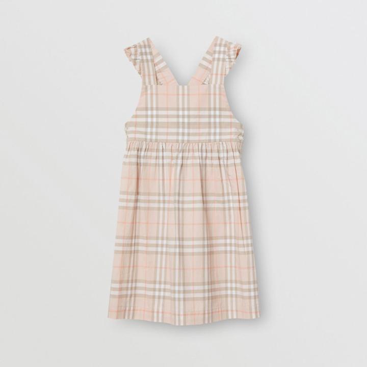 Burberry Burberry Childrens Ruffle Detail Check Cotton Dress, Size: 14y, Orange
