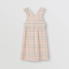 Burberry Burberry Childrens Ruffle Detail Check Cotton Dress, Size: 14y, Orange