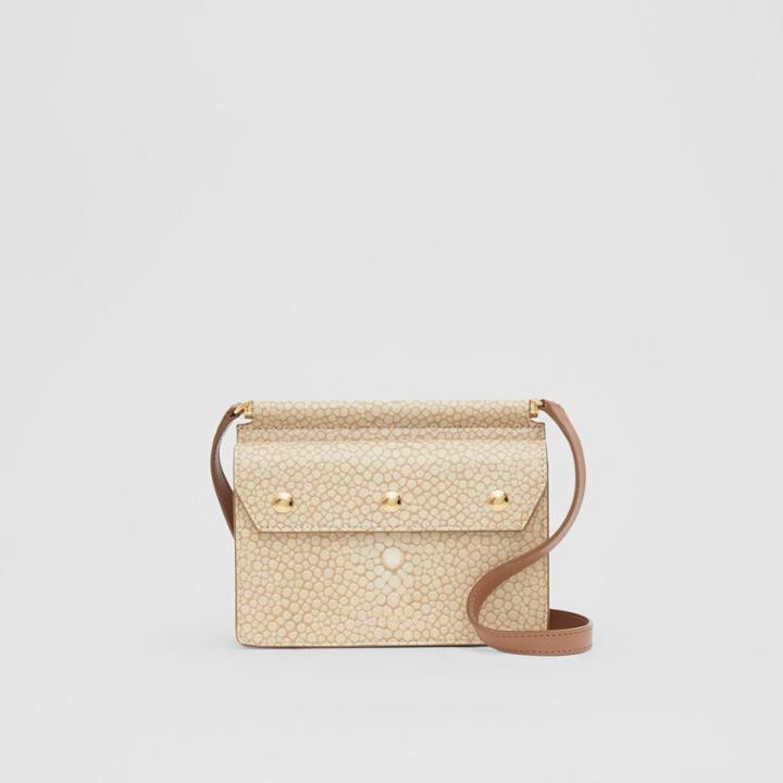 Burberry Burberry Mini Fish-scale Print Title Bag With Pocket Detail, Beige