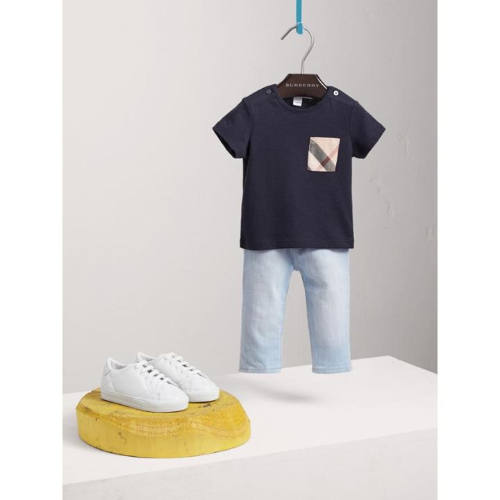 Burberry Burberry Check Pocket Cotton T-shirt, Size: 2y