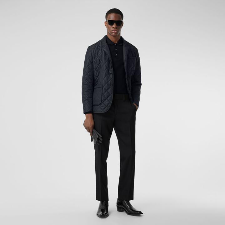 Burberry Burberry Logo Appliqu Quilted Thermoregulated Blazer, Size: 40, Blue