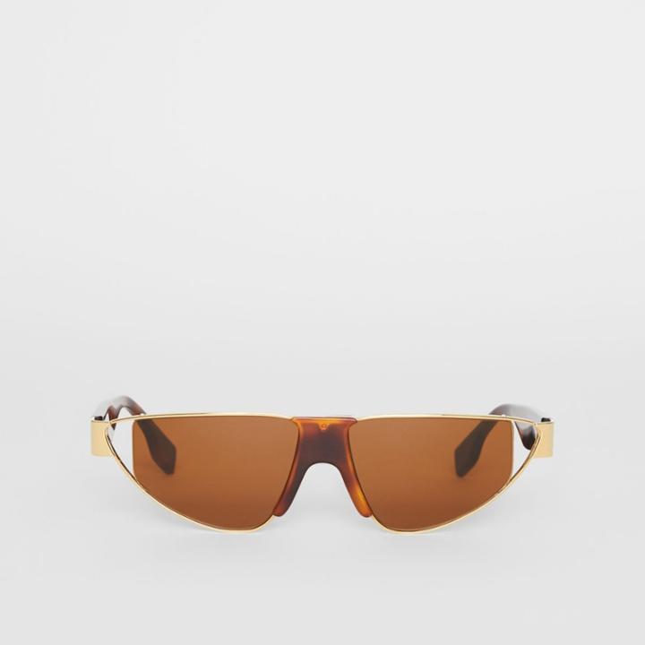 Burberry Burberry Gold-plated Triangular Frame Sunglasses, Brown